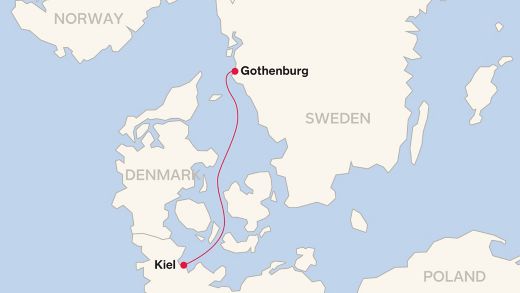 Routemap Kiel – Gothenburg