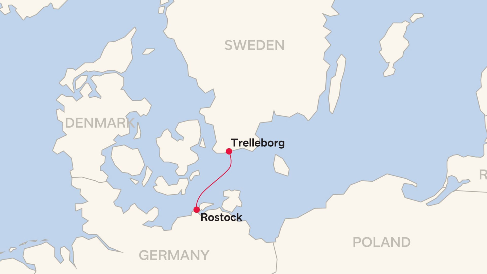 Itinéraire de Rostock à Trelleborg