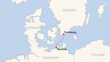 Route map for Rostock – Trelleborg