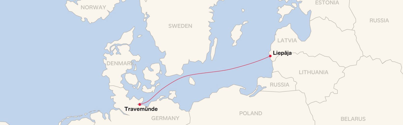 Mapa de ruta para Travemünde – Liepāja