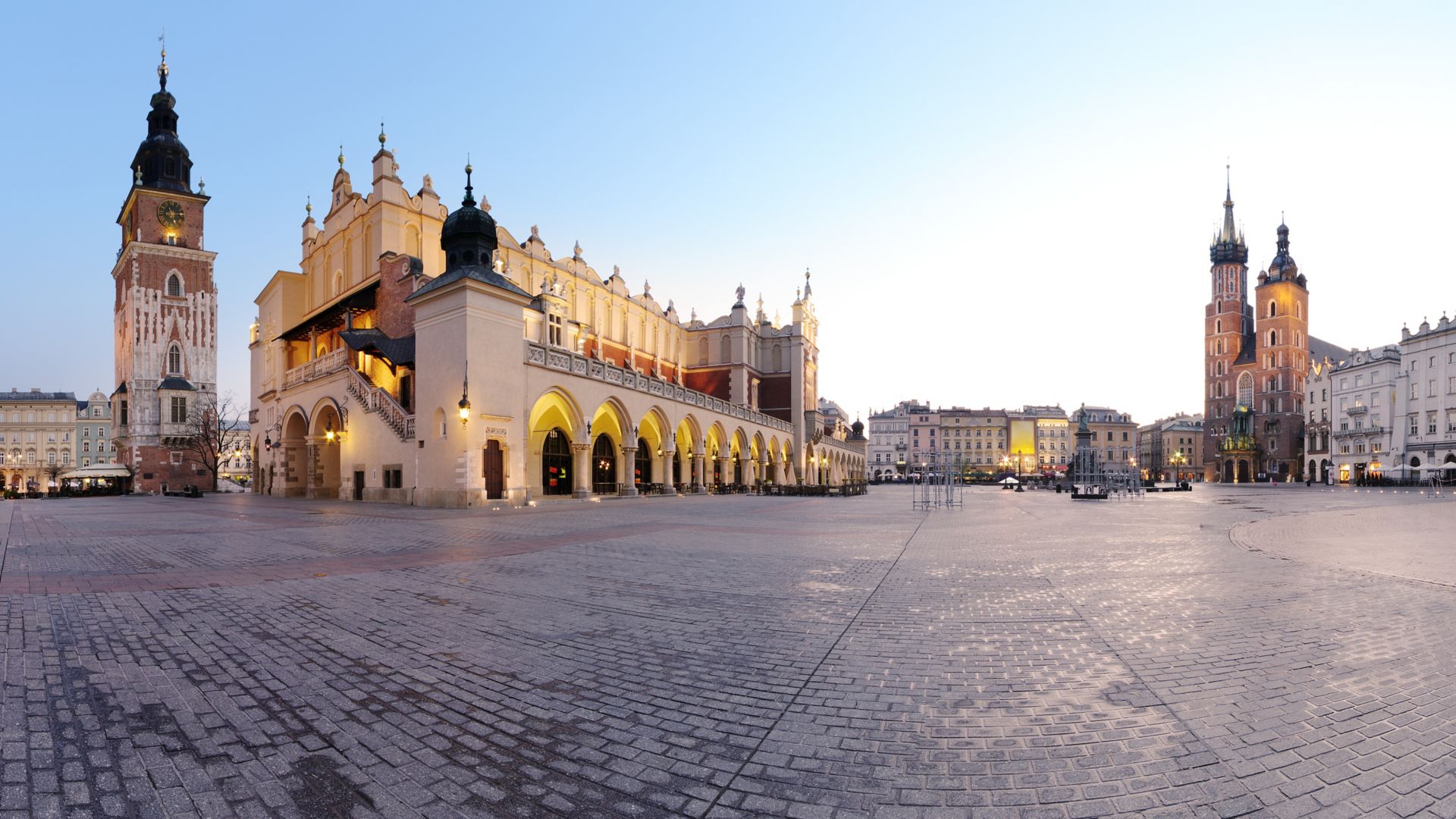 City square in KrakÃ³w, Poland
