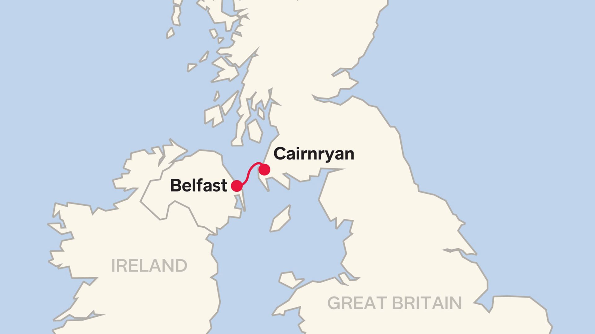 Mapa de rutas de la línea Stena Belfast Cairnryan