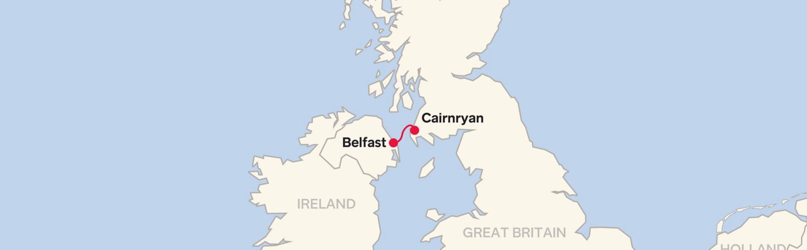Mapa de rutas de la línea Stena Belfast Cairnryan