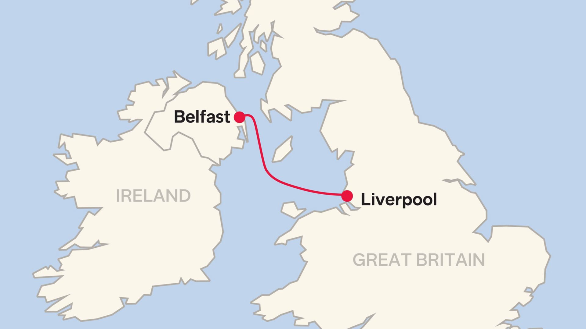 Carte des itinéraires de Stena Line Belfast -Liverpool