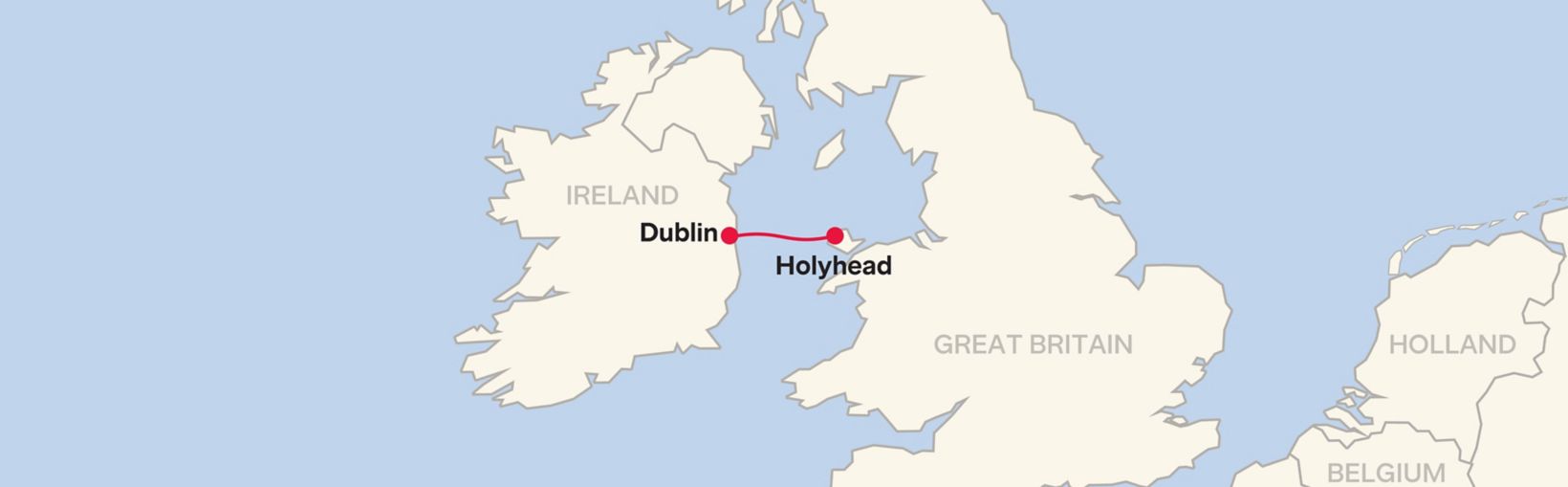Recorrido de la línea Stena Dublin - Holyhead