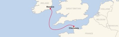 Routemap Rosslare - Cherbourg