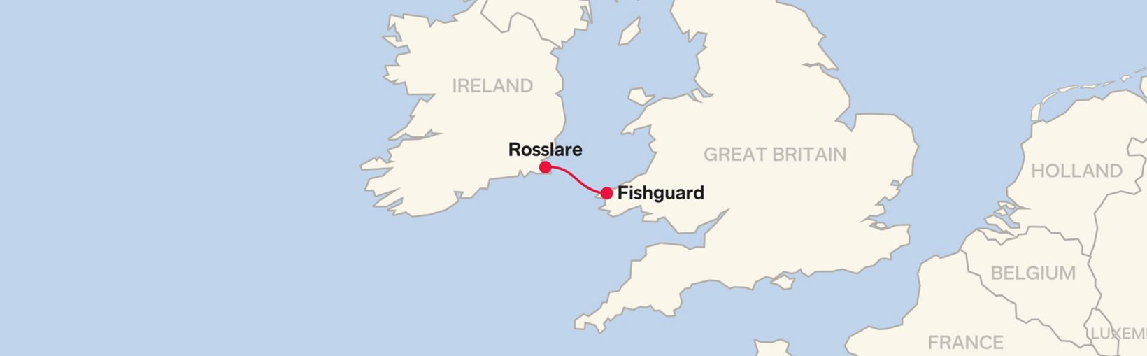 Routemap Rosslare - Fishguard