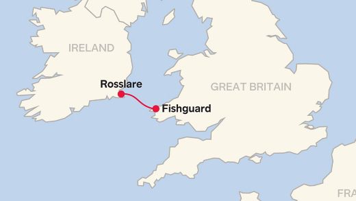 Routemap Rosslare - Fishguard