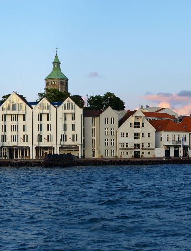 Panoraamanäkymät satamaan Stavangerissa, Norjassa.