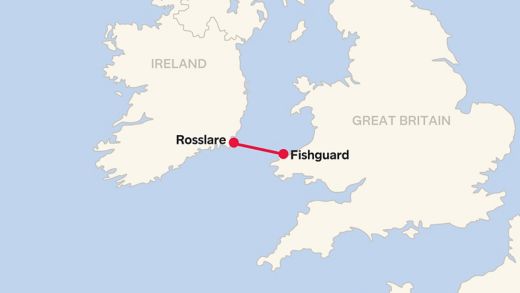 Fishguard - Rosslare Routemap 2025