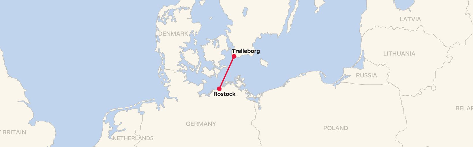 Rostock - Trelleborg Routemap 2025