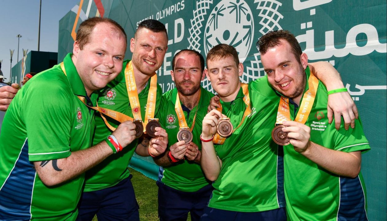 Group of five Special Olympic Ireland winners with their medals