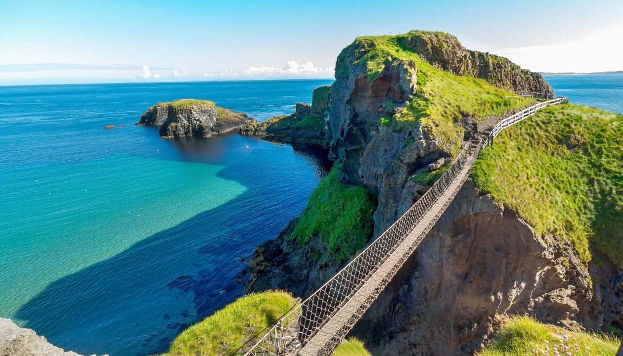 in Northern Ireland rope bridge, Carrick-a-Rede