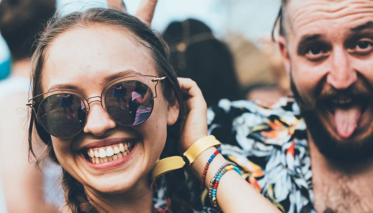 Diverse group of people enjoying a road trip and festival