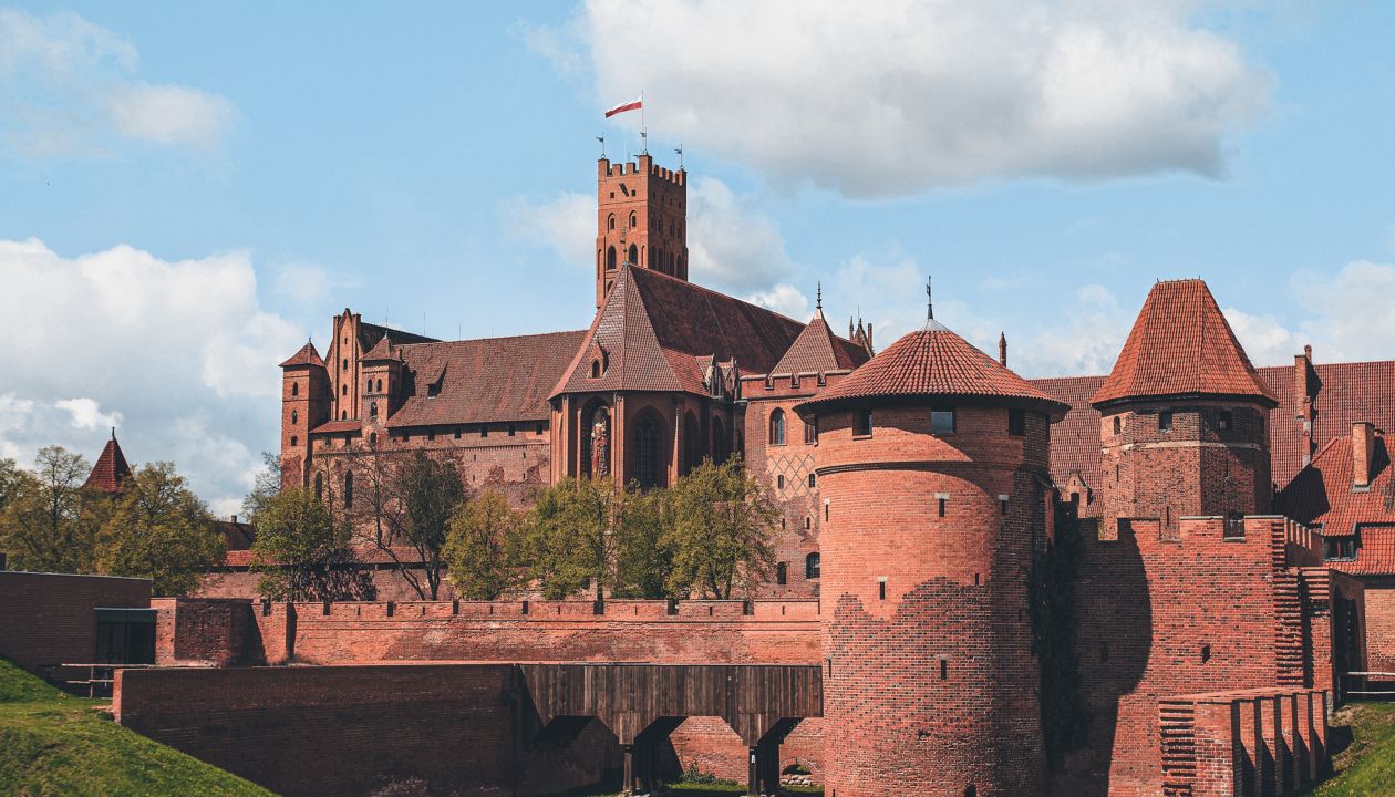 Malbork castle in Pomerania region of Poland. UNESCO World Heritage Site. Teutonic Knights' fortress also known as Marienburg.