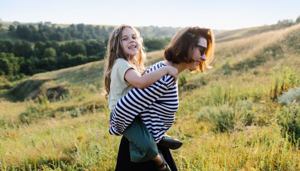 Happy girl with mother