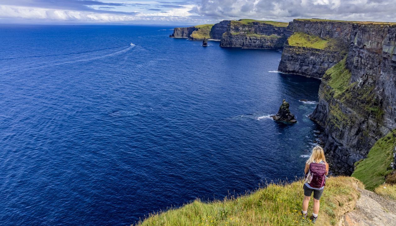 The Wild Atlantic Way, The Cliffs of Moher, The Burren Way hiking trail, The Burren, County Clare, Ireland