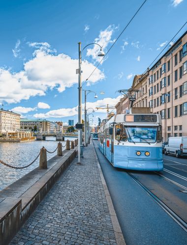 Uitzicht op de straatarchitectuur van de stad Göteborg, provincie Vastra Gotaland in Zweden