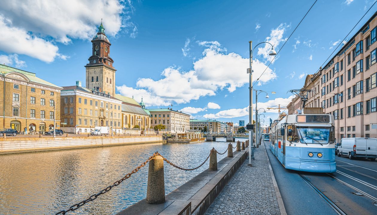 City of Gothenburg street architecture view, Vastra Gotaland County of Sweden