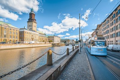 Gēteborgas pilsētas ielu arhitektūras skats, Vastra Gotaland apriņķis Zviedrijā