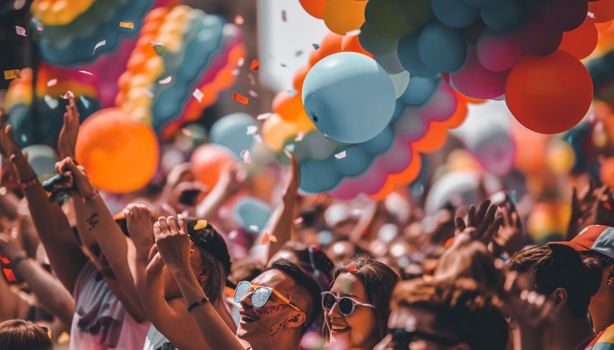 LGBT Madrid Pride -paraatin osallistujat, tekoälyä tuottava LGBTQ-festivaalin kuvitus