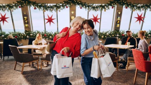 Friends enjoying a festive shopping trip together onboard a Stena Line ferry