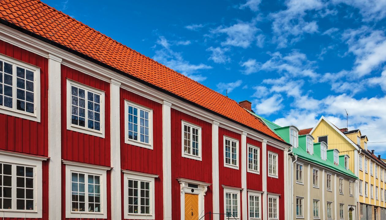 Ancient wooden houses in Karlskrona, Sweden