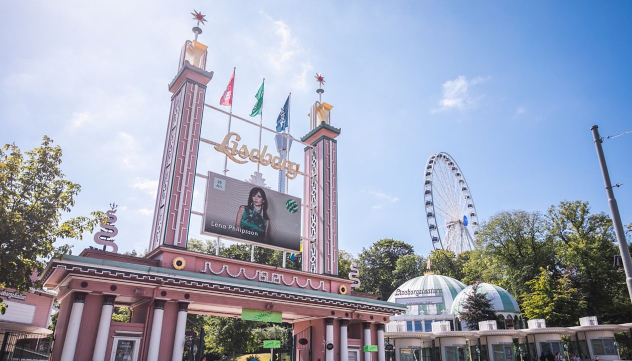 Colourful entrance to Liseberg Amusement Park in Gothenburg