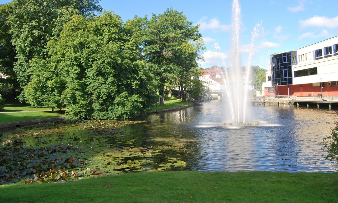 Fontän i Viskan bakom Grand i Borås