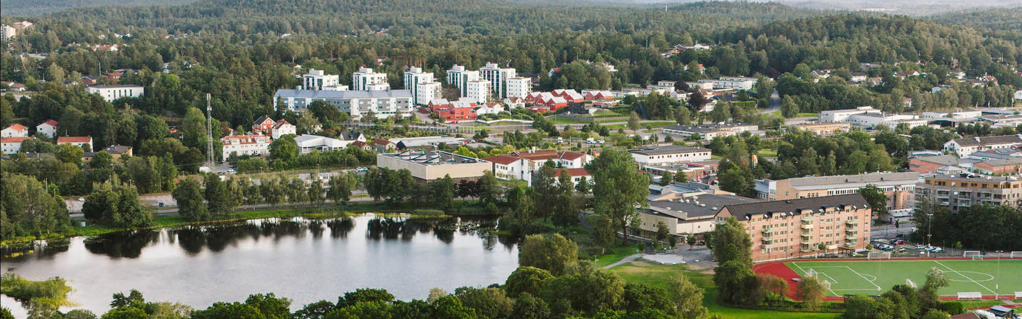Drönarvy över Mölnlycke