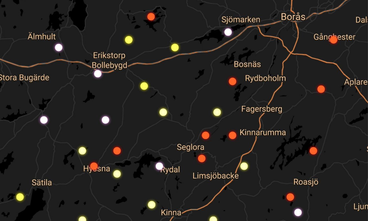 Stiftelsens möjlighetskarta som visar var stöd delats ut