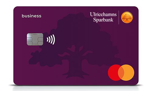 Lila Businesskort med Ulricehamns Sparbanks logotype