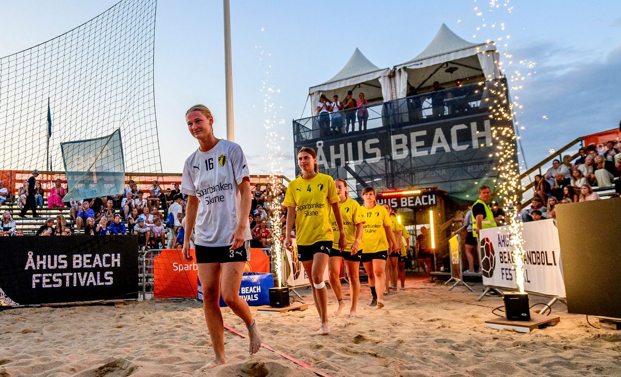 Handball Players Enter Arena at Åhus Beach Festival