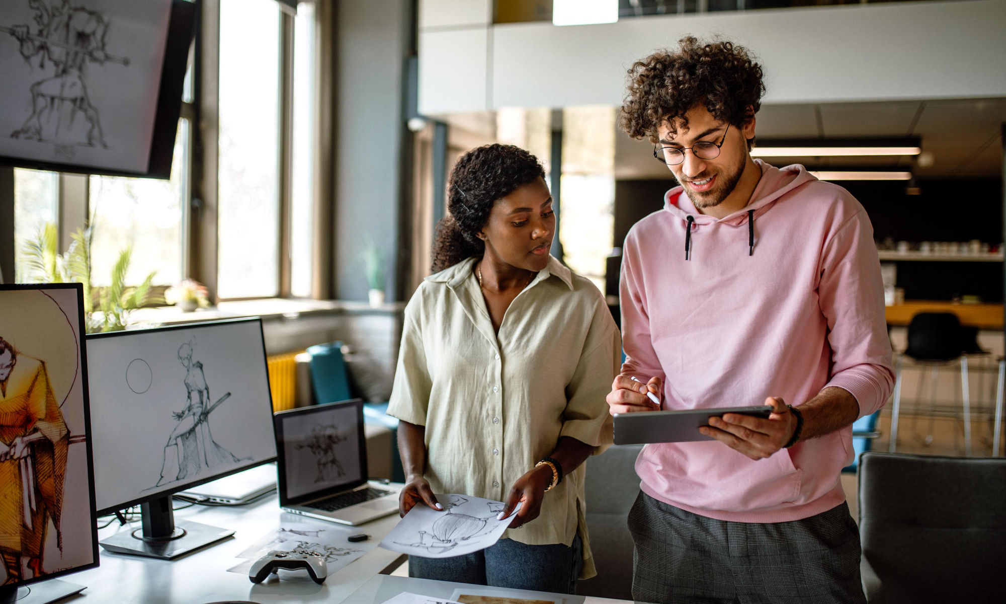 Illustratörer som planerar tillsammans
