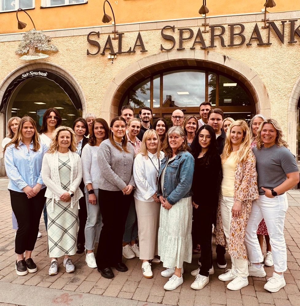 En grupp med rådgivare på Sala Sparbank. 