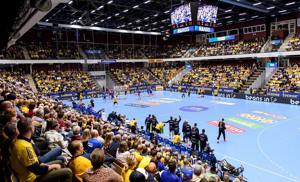 View from the stands at a match with the national handball team.