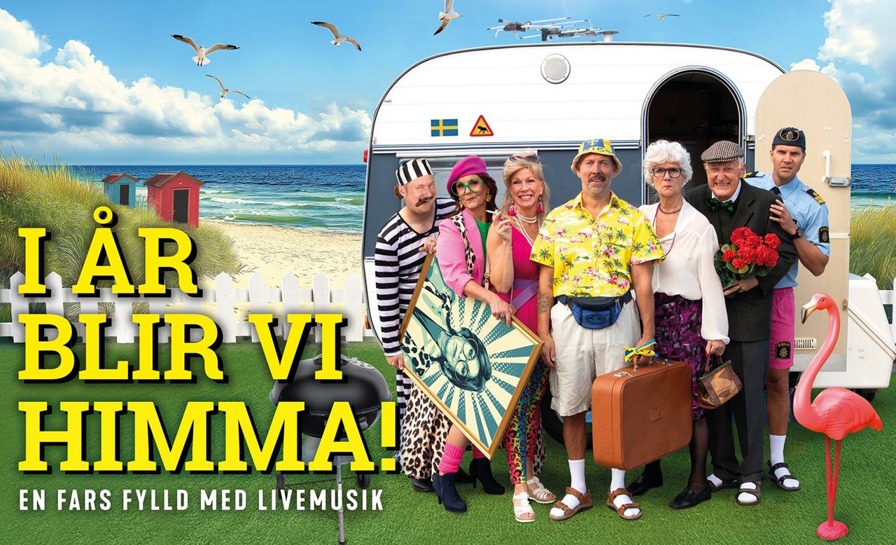 Actors in front of a caravan