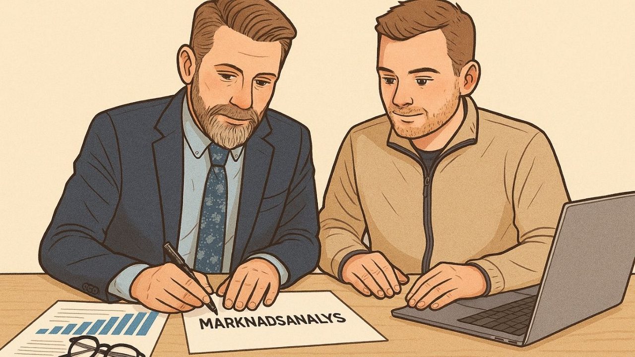 Illustration med två män som sitter tillsammans