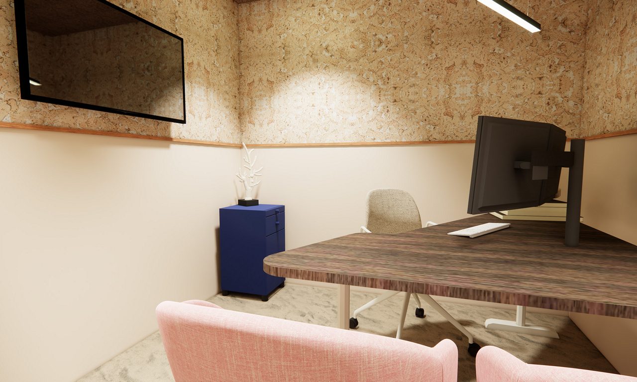 Visionsbild av ett kontor på nya Mjällbykontoret