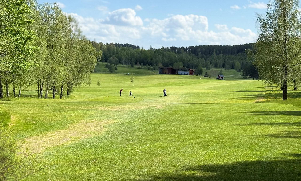 Vy över Nora Golfklubbs golfbana.
