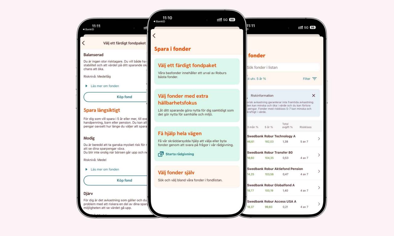 Mobilskärm visar steg fyra i funktionen för att starta och beräkna månadssparande i bankappen.