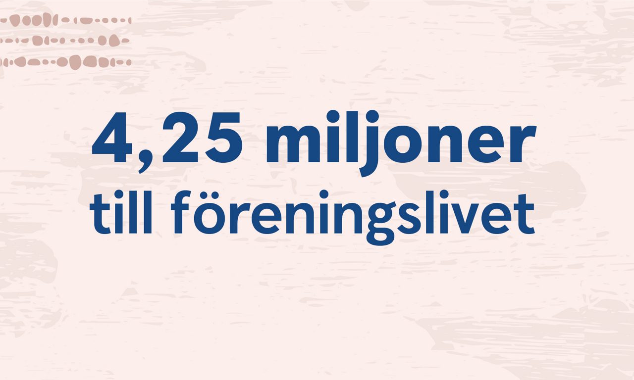Grafik med texten: 4,25 miljoner till föreningslivet