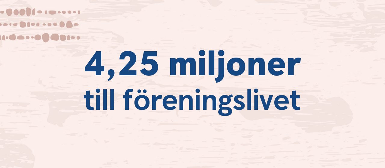 Grafik med texten: 4,25 miljoner till föreningslivet
