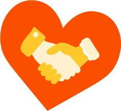 Symbol Sparbanksmiljonen händer som skakas i ett orange hjärta