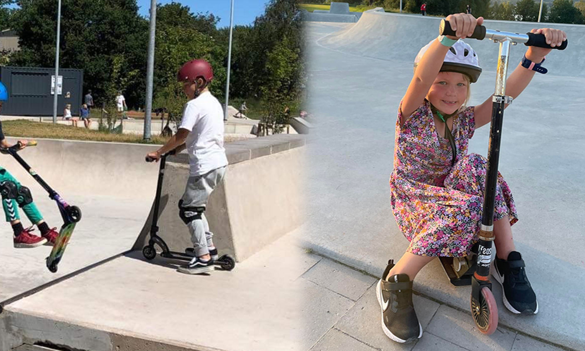 Åkande på kickbikes i aktivitetspark