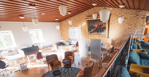 Öppet kontorslandskap med flera sittgrupper