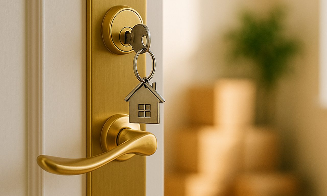 bild på en dörr som står på glänt. i nyckelhålet sitter en nyckel