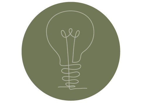 Illustration rund glödlampa i grönt