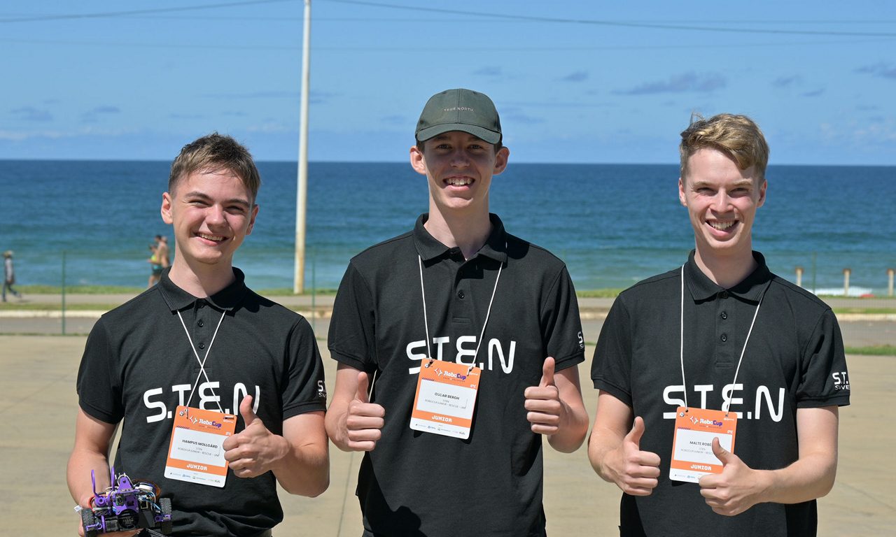 Det svenska laget från Karlshamn består av Hampus Mollgård, Oscar Bergh och Malte Robért.