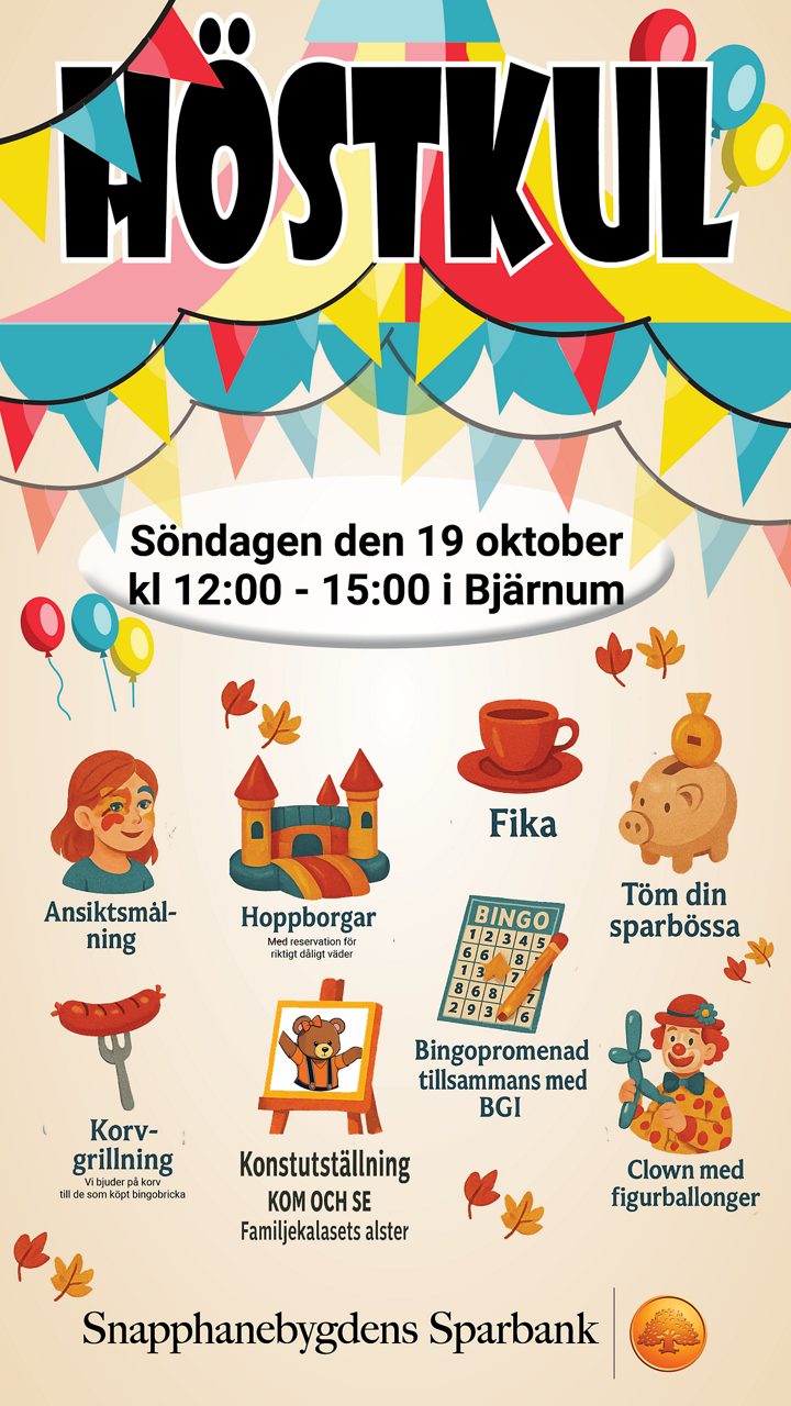 en bild som ska symbolisera vår spardag. i år är det tema tivoli, så därför finns det vimplar, ballonger och tivolitält med på bilden.